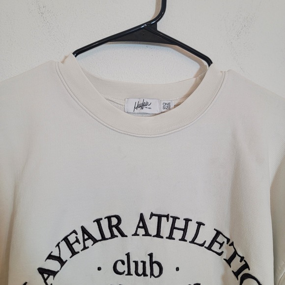 Mayfair Group Athletic Club Sweatshirt Embroidered OS Cream Oversized Tennis - Picture 4 of 16